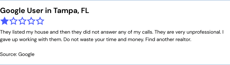 They listed my house and then they did not answer any of my calls. They are very unprofessional. I gave up working with them. Do not waste your time and money. Find another realtor.